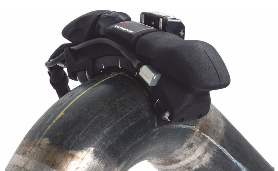 Рис. 9. Контроль сканером с гибким ПФР по выпуклой поверхности оттвода.jpg Рис. 9. Контроль сканером с гибким ПФР по выпуклой поверхности оттвода.jpg