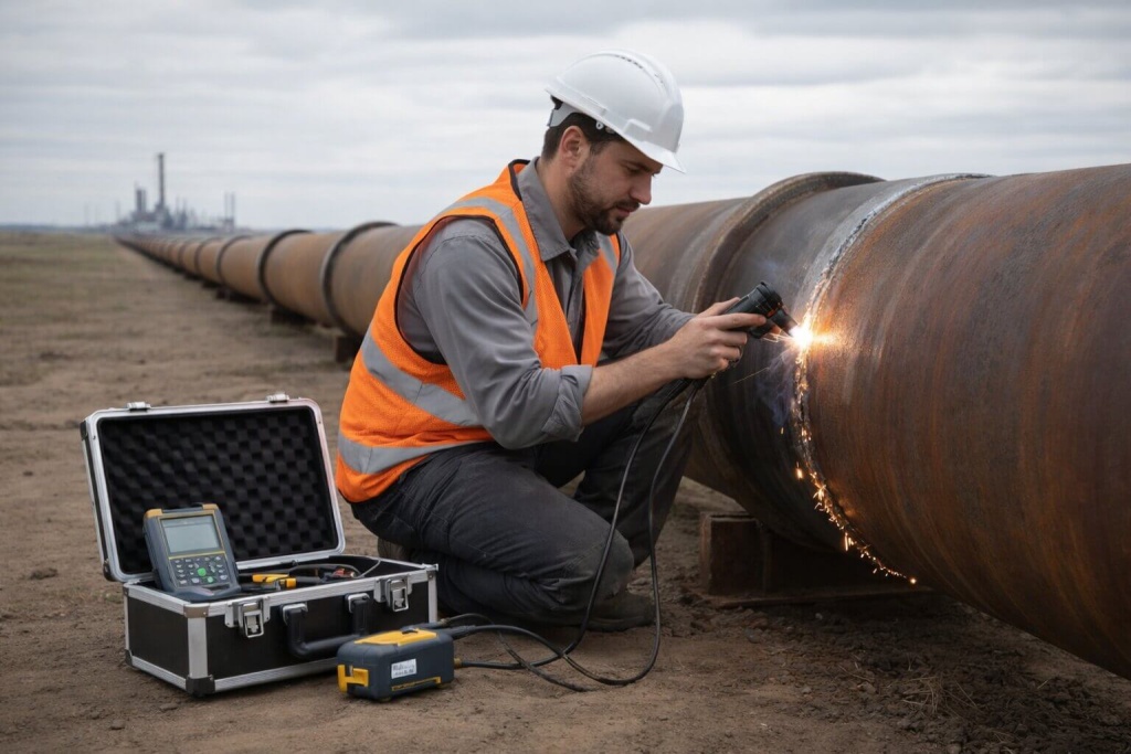 Проведение неразрушающего контроля сварного соединения на магистральном трубопроводе